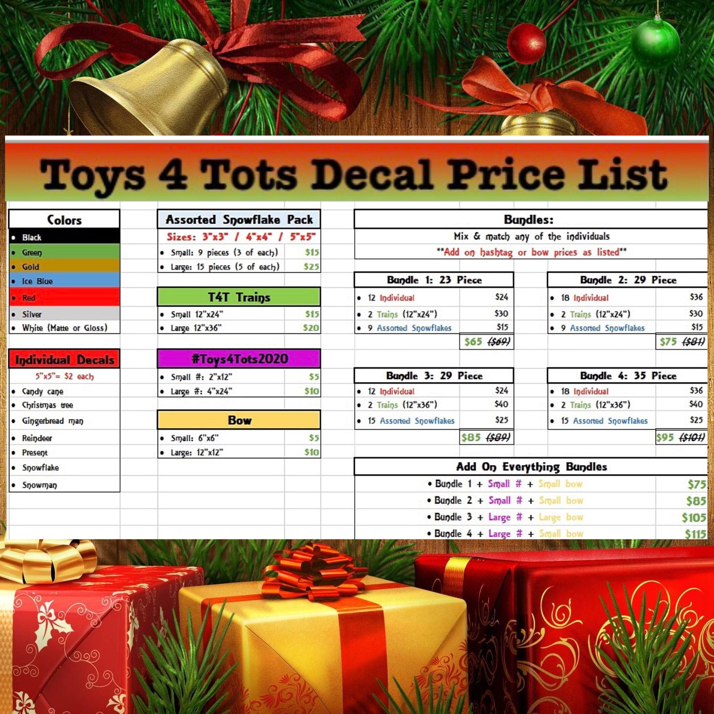 Toys For Tots Decal Bundles